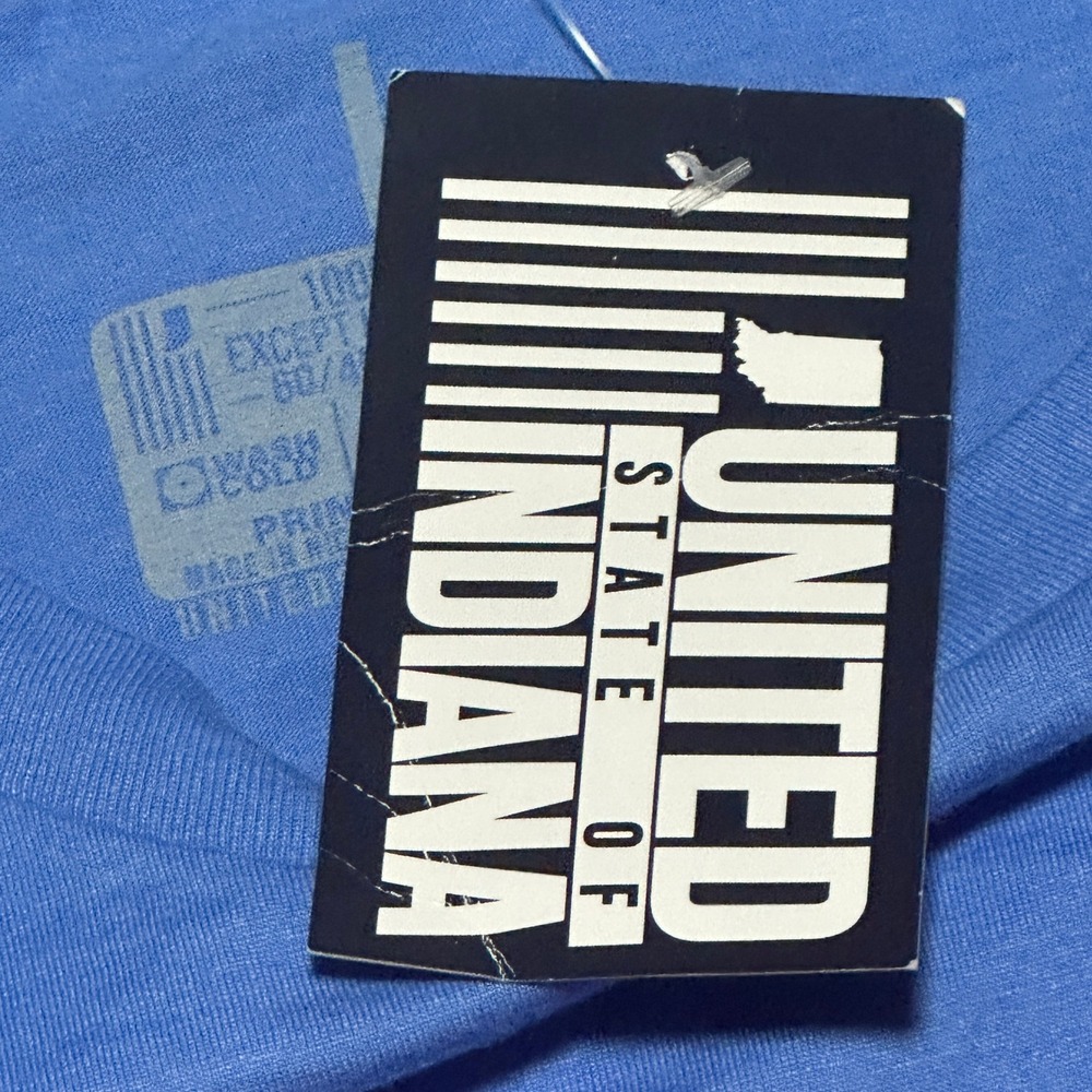 United State of Indiana Mens L Kiss My Bricks Graphic Tee Blue Indy 500 Racing - Picture 5 of 7